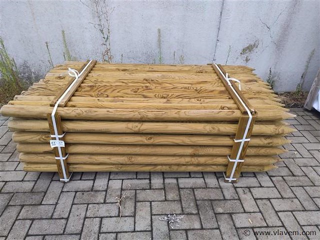 Pallet rondhout rond 8 cm 200 cm lang 78 stuks - afbeelding 1 van  2
