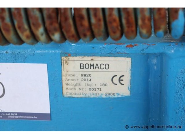 Pallethaak, bomaco, pb20, bouwjaar 2014, 2000 kg hefvermogen, 180 kg eigen gewicht - afbeelding 2 van  2