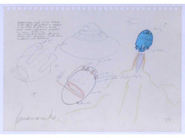 Panamarenko - propan propuls (raketvliegtuig) - zeefdruk - afbeelding 1 van  6