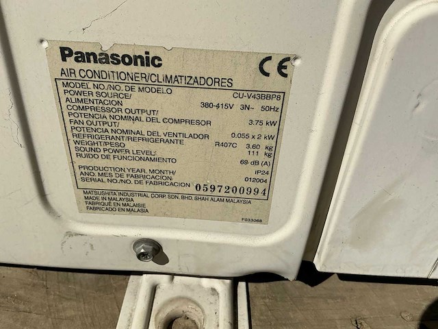 Panasonic cu-v43bbp8 buiten unit - afbeelding 6 van  6