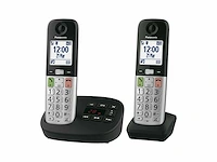 Panasonic kx-tgu432exb digitale draadloze telefoon met antwoordapparaat, basisunit en 2 toestellen, lcd-scherm, favoriete oproep, zaklamp, gehoorapparaat-compatibele kleur, zwart - afbeelding 1 van  6