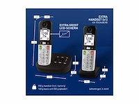 Panasonic kx-tgu432exb digitale draadloze telefoon met antwoordapparaat, basisunit en 2 toestellen, lcd-scherm, favoriete oproep, zaklamp, gehoorapparaat-compatibele kleur, zwart - afbeelding 3 van  6