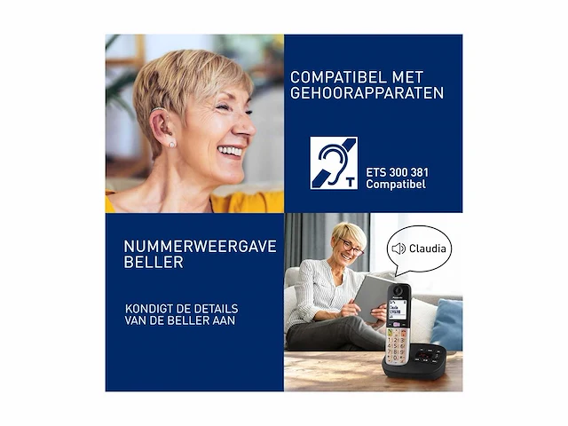 Panasonic kx-tgu432exb digitale draadloze telefoon met antwoordapparaat, basisunit en 2 toestellen, lcd-scherm, favoriete oproep, zaklamp, gehoorapparaat-compatibele kleur, zwart - afbeelding 4 van  6