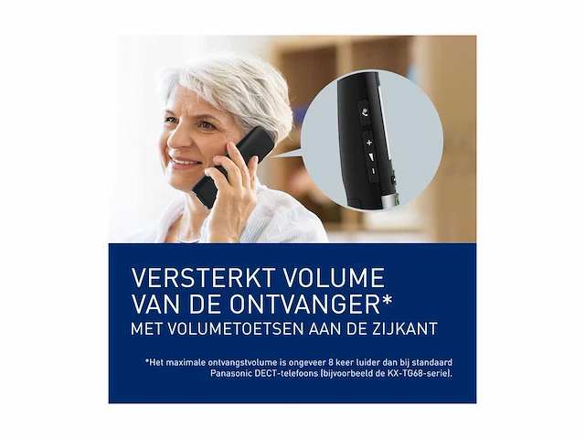 Panasonic kx-tgu432exb digitale draadloze telefoon met antwoordapparaat, basisunit en 2 toestellen, lcd-scherm, favoriete oproep, zaklamp, gehoorapparaat-compatibele kleur, zwart - afbeelding 5 van  6