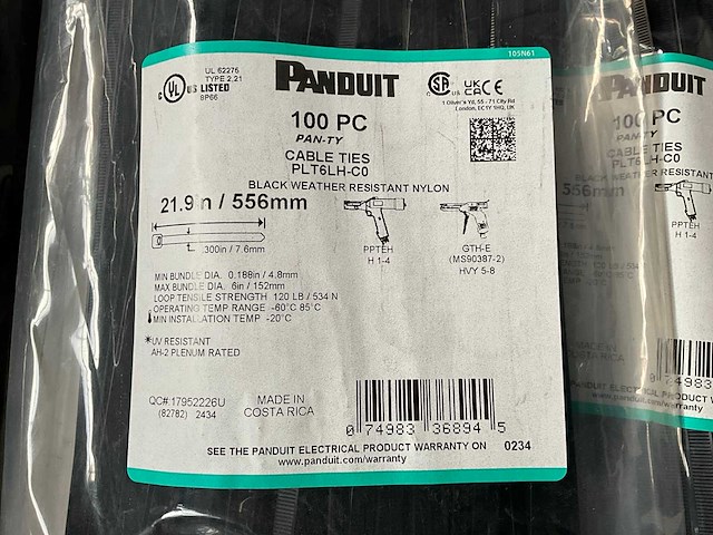 Panduit plt6h-c0 kabelbinder 21.9 in/556 mm 100 stuks (5x) - afbeelding 2 van  4