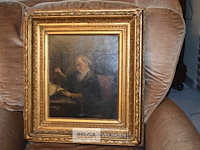 Paneelschilderij goudwegen met goudlook kader - afbeelding 1 van  4