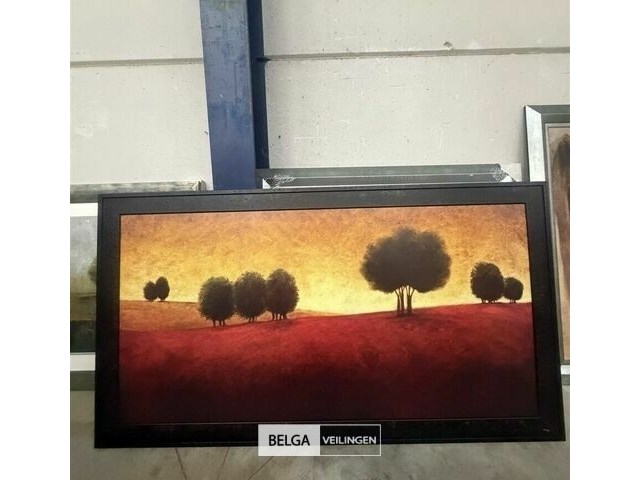 Paneelschilerij bomen met zonsondergang - afbeelding 1 van  1