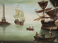 Panorama view of an italian harbour, 18thc, oil on canvas 95 x 160 cm. (37.39 x 62.99 in.), frame: 110 x 173 cm. (43.31 x 68.10 in.) - afbeelding 4 van  9
