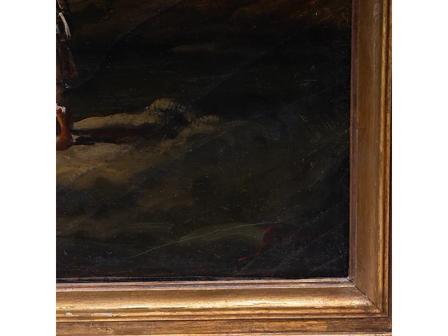 Panorama view of an italian harbour, 18thc, oil on canvas 95 x 160 cm. (37.39 x 62.99 in.), frame: 110 x 173 cm. (43.31 x 68.10 in.) - afbeelding 8 van  9
