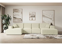 Panoramische bank - beige terry stof - afbeelding 2 van  12