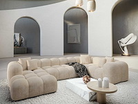 Panoramische bank links - crèmekleurig fluweel - afbeelding 1 van  8