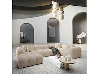 Panoramische bank links - crèmekleurig fluweel - afbeelding 2 van  8