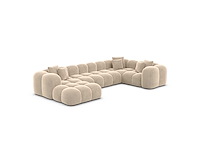 Panoramische bank links - crèmekleurig fluweel - afbeelding 3 van  8