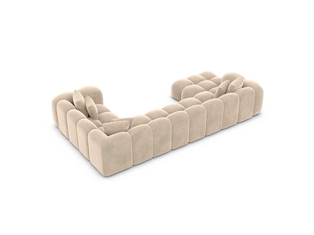 Panoramische bank links - crèmekleurig fluweel - afbeelding 5 van  8