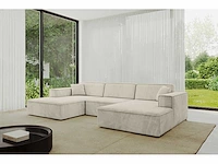Panoramische hoekbank - beige donkergrijs fluweel