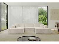 Panoramische hoekbank - beige donkergrijs fluweel - afbeelding 3 van  8