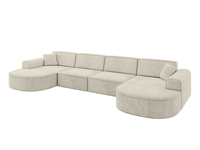 Panoramische hoekbank - beige fluweel - afbeelding 2 van  8