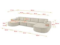 Panoramische hoekbank - beige fluweel - afbeelding 4 van  8