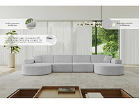 Panoramische hoekbank - beige fluweel - afbeelding 5 van  8