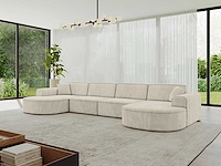 Panoramische hoekbank - beige fluweel - afbeelding 1 van  12