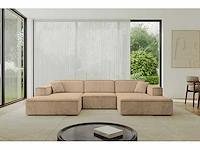 Panoramische hoekbank - beige fluweel - afbeelding 4 van  10