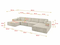Panoramische hoekbank - beige fluweel - afbeelding 4 van  7