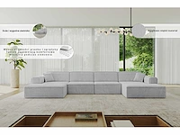 Panoramische hoekbank - beige fluweel - afbeelding 6 van  7