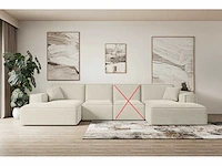 Panoramische hoekbank - beige fluweel - afbeelding 2 van  7