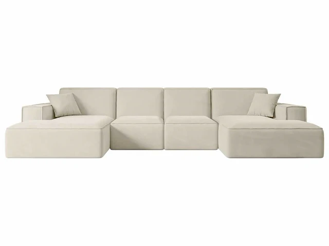 Panoramische hoekbank - beige fluweel - afbeelding 3 van  7