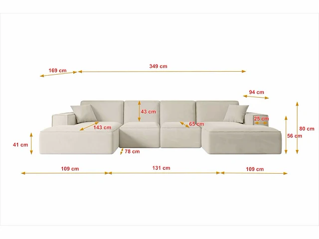 Panoramische hoekbank - beige fluweel - afbeelding 5 van  7