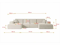 Panoramische hoekbank - beige fluweel - afbeelding 5 van  7