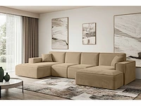 Panoramische hoekbank - beige fluweel