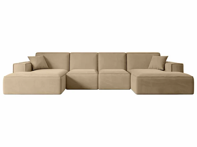 Panoramische hoekbank - beige fluweel - afbeelding 3 van  8