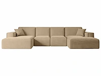 Panoramische hoekbank - beige fluweel - afbeelding 3 van  8