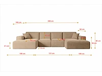 Panoramische hoekbank - beige fluweel - afbeelding 5 van  8