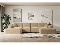 Panoramische hoekbank - beige fluweel - afbeelding 7 van  8