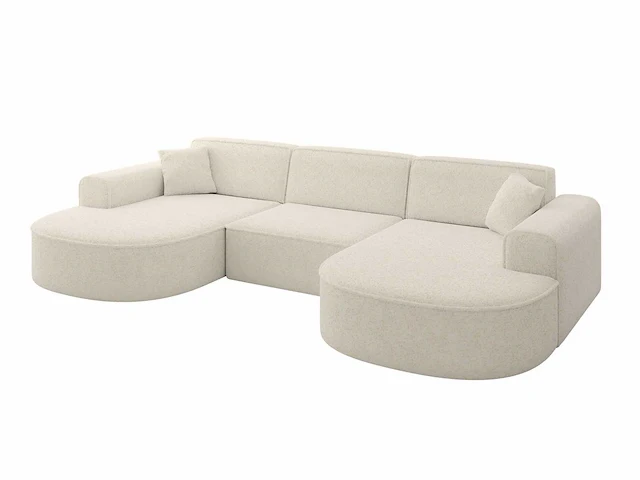 Panoramische hoekbank - beige stof - afbeelding 2 van  6