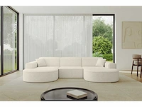 Panoramische hoekbank - beige stof - afbeelding 3 van  6