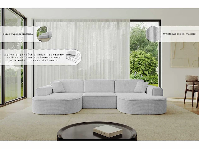 Panoramische hoekbank - beige stof - afbeelding 6 van  6