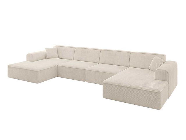 Panoramische hoekbank - beige touwstof - afbeelding 3 van  9