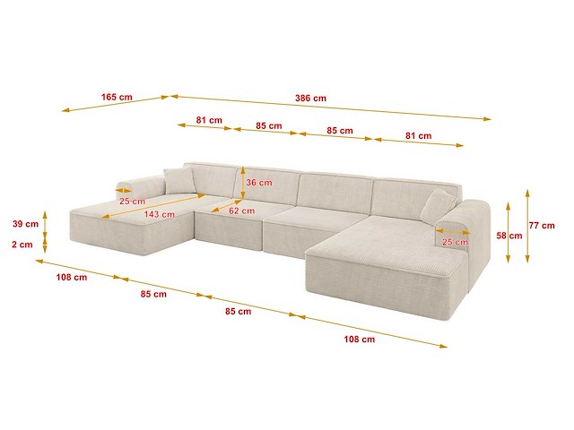 Panoramische hoekbank - beige touwstof - afbeelding 8 van  12