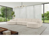 Panoramische hoekbank - beige touwstof