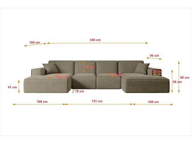 Panoramische hoekbank - bruin fluweel - afbeelding 8 van  11