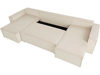 Panoramische hoekbank - cabriotisch - beige geribde stof - afbeelding 1 van  18