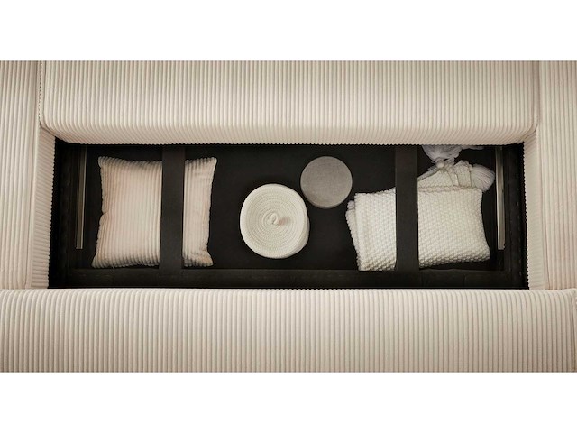 Panoramische hoekbank - cabriotisch - beige geribde stof - afbeelding 2 van  18