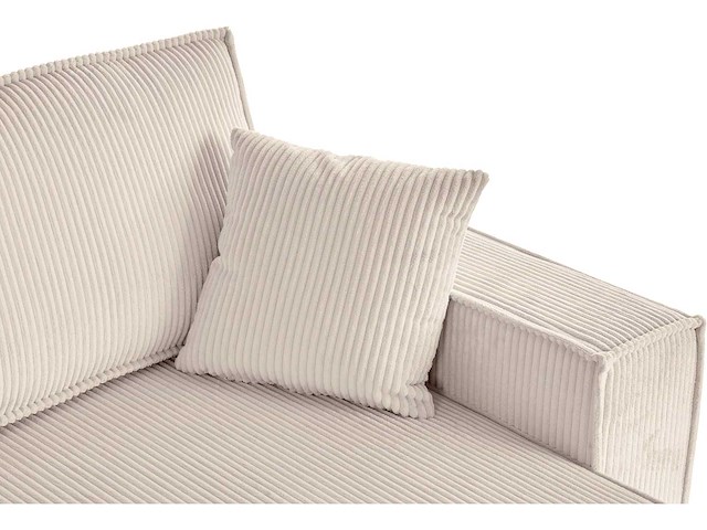 Panoramische hoekbank - cabriotisch - beige geribde stof - afbeelding 5 van  18