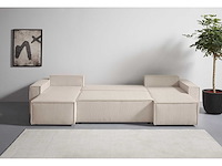 Panoramische hoekbank - cabriotisch - beige geribde stof - afbeelding 7 van  18