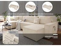 Panoramische hoekbank - cabriotisch - beige geribde stof - afbeelding 14 van  18