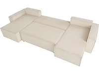 Panoramische hoekbank - cabriotisch - beige geribde stof - afbeelding 17 van  18