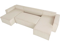 Panoramische hoekbank - cabriotisch - beige geribde stof - afbeelding 18 van  18